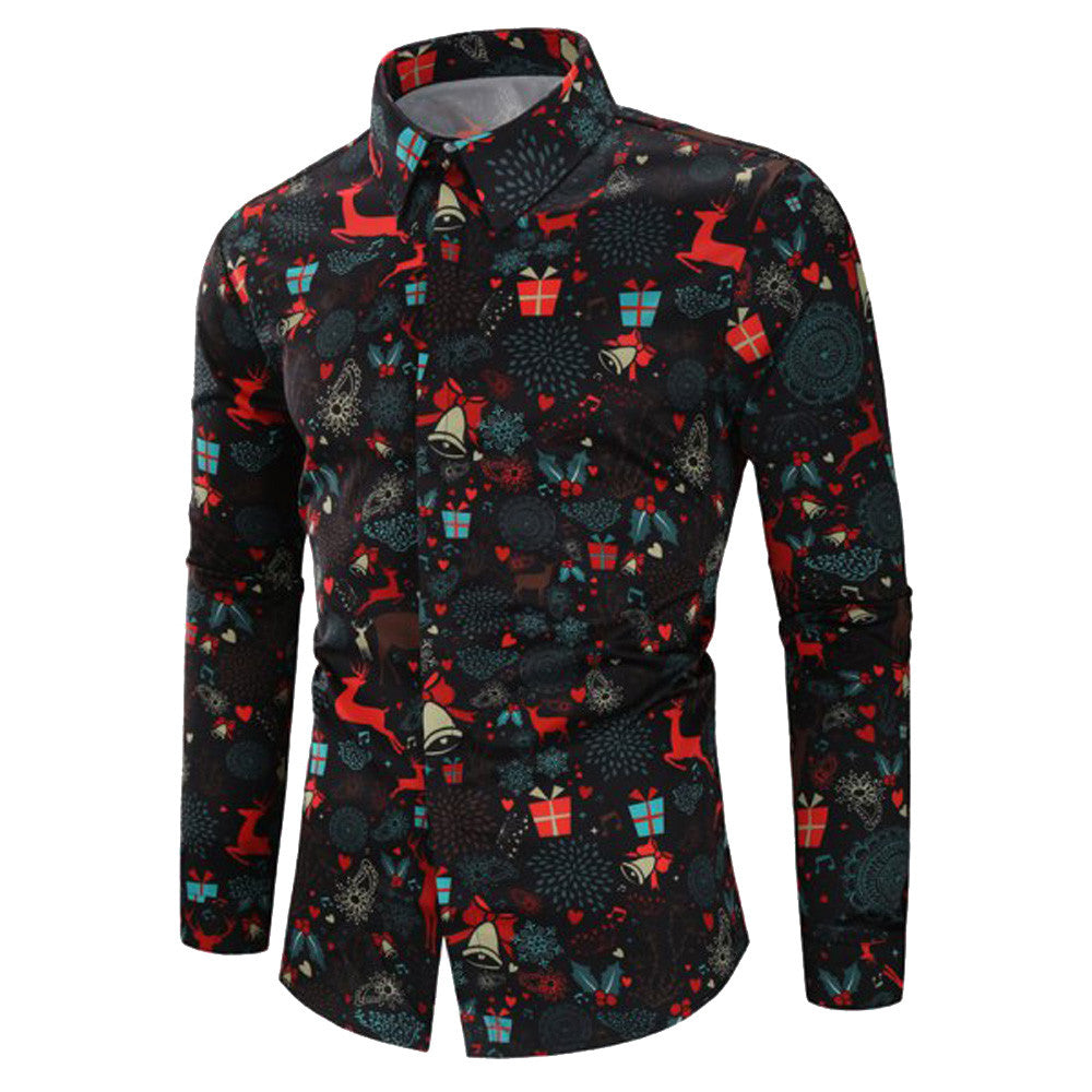 camisa masculina 2019 Christmas Shirt Blouse Men Casual