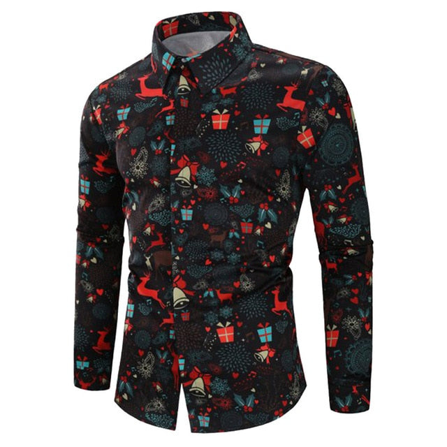 camisa masculina 2019 Christmas Shirt Blouse Men Casual