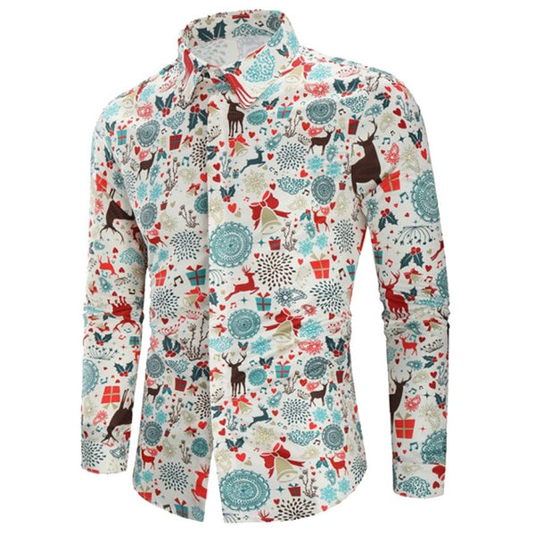 camisa masculina 2019 Christmas Shirt Blouse Men Casual