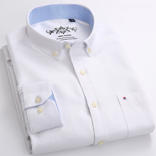Men's Plaid Checked Oxford Button-down Shirt Chest Pocket